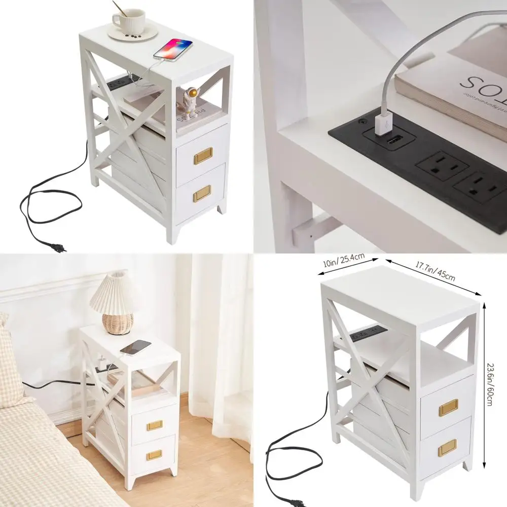 

Charge-Ready Slim Side Table with USB Ports for Easy Nightstand Use