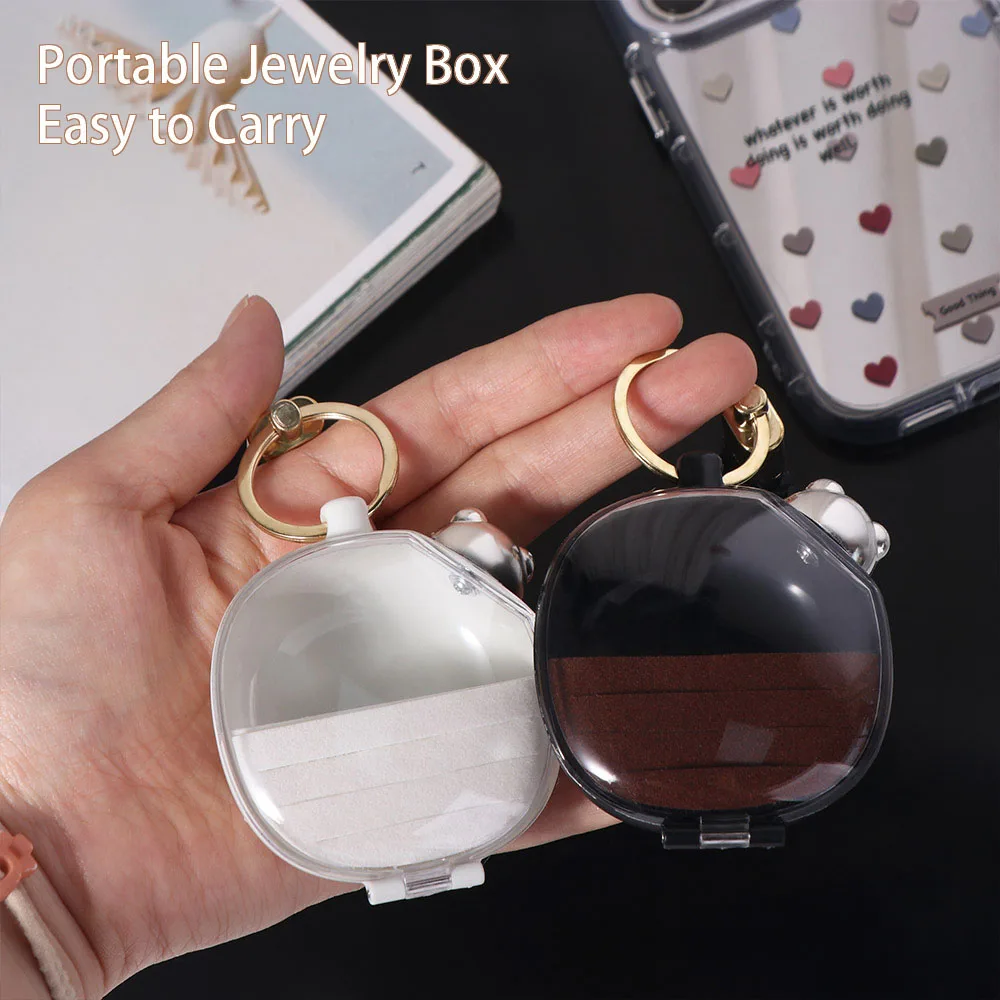 

Mini Jewelry Storage Box Transparent Trinkets Storage Portable Travel Organizer Ring Earrings Storage Case Keychain for Home