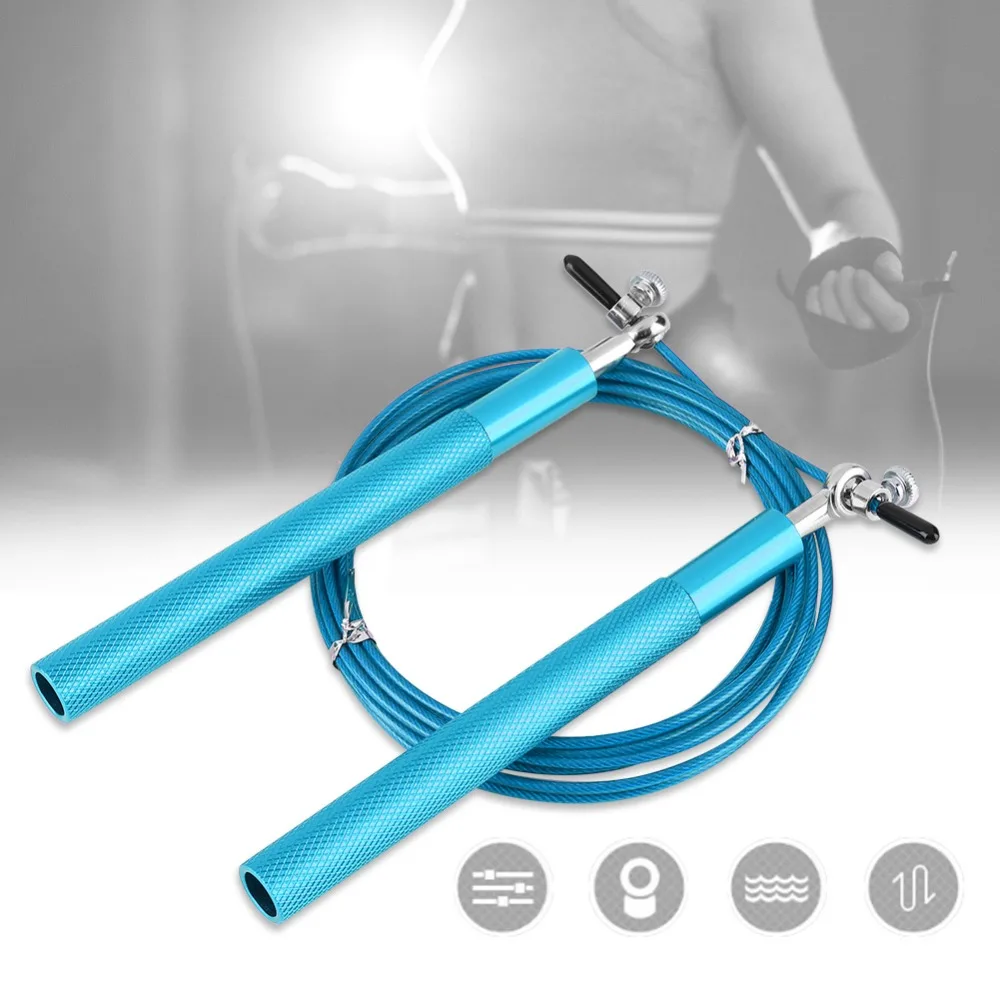 

Aluminium Alloy Handle Skipping Rope Steel Coated Rope Ball Bearing Jump Rope Adjustable Length 360° Swivel Cable Jump Rope