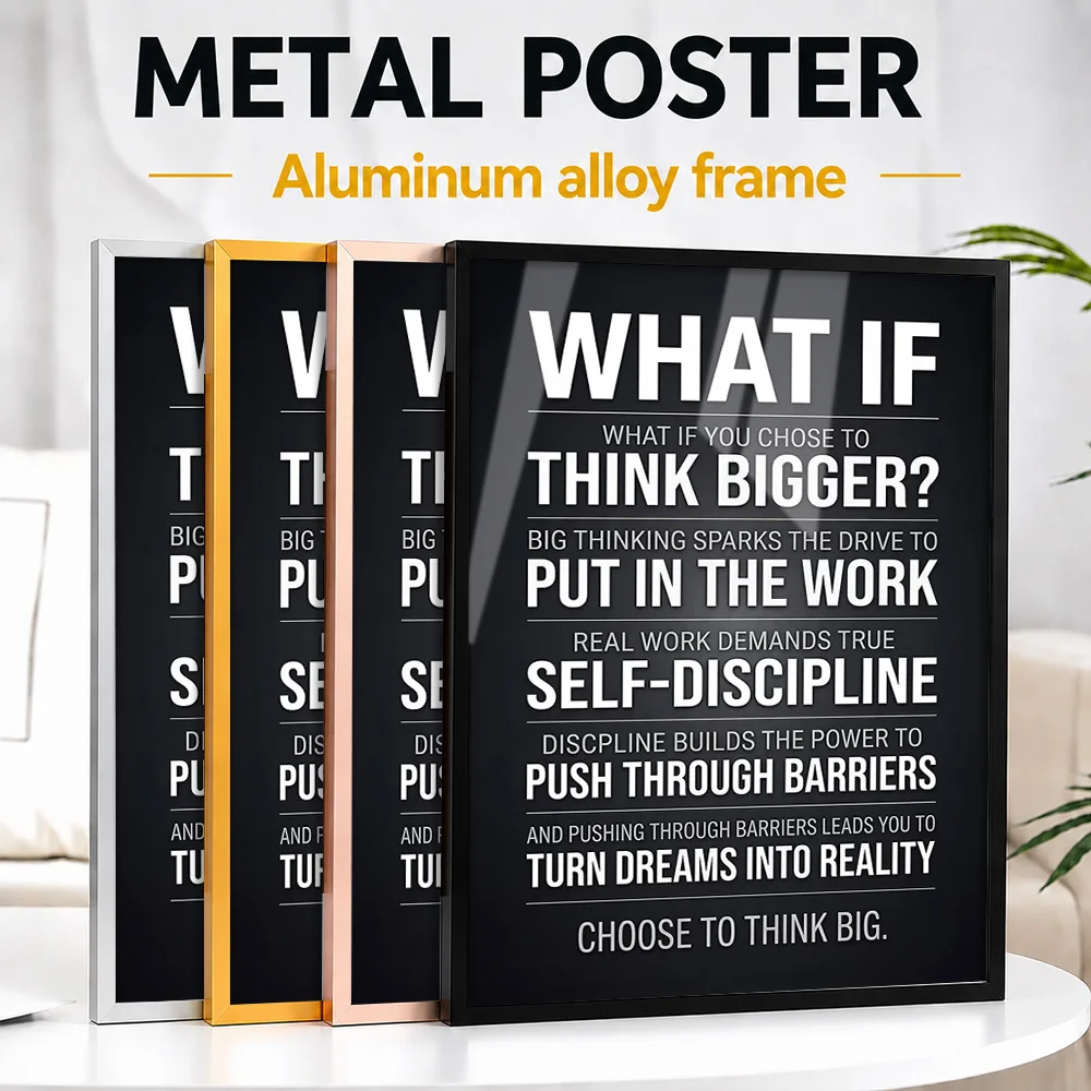 What If Inspirational Motivational Framed Metal Print Customized Bold Typography Wall Art Designed For Office And Leader Gift