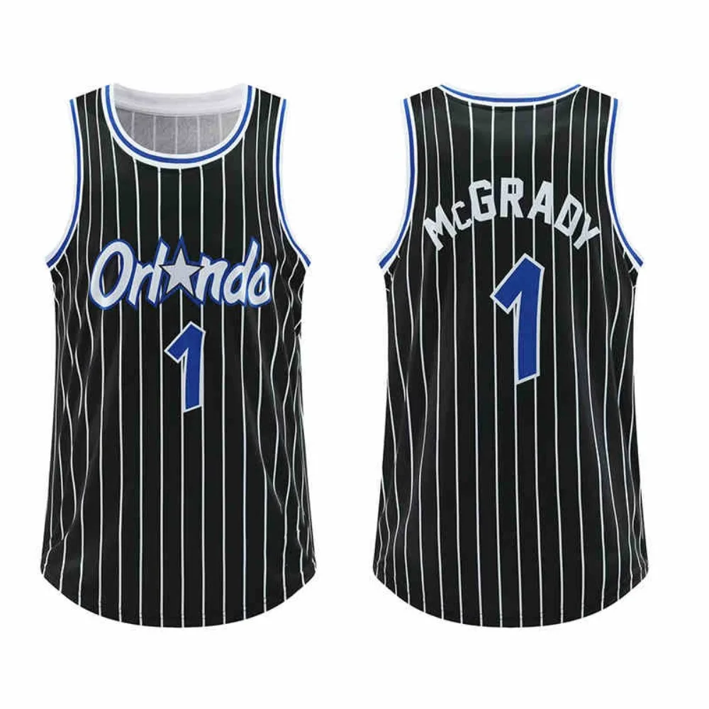 2425 Magic No.1 McGrady Men's and Women's Retro Basketball Shirt Sleeveless Pattern Shirt Men's Sweat Absorbing Sports Tank Top