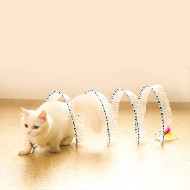 Katzen-Spieltunnel mit Federspielzeug, Mausförmige Bälle, Faltbarer Katzenspielstab, Lustiges Katzenspielzeug, Maus-Simulation