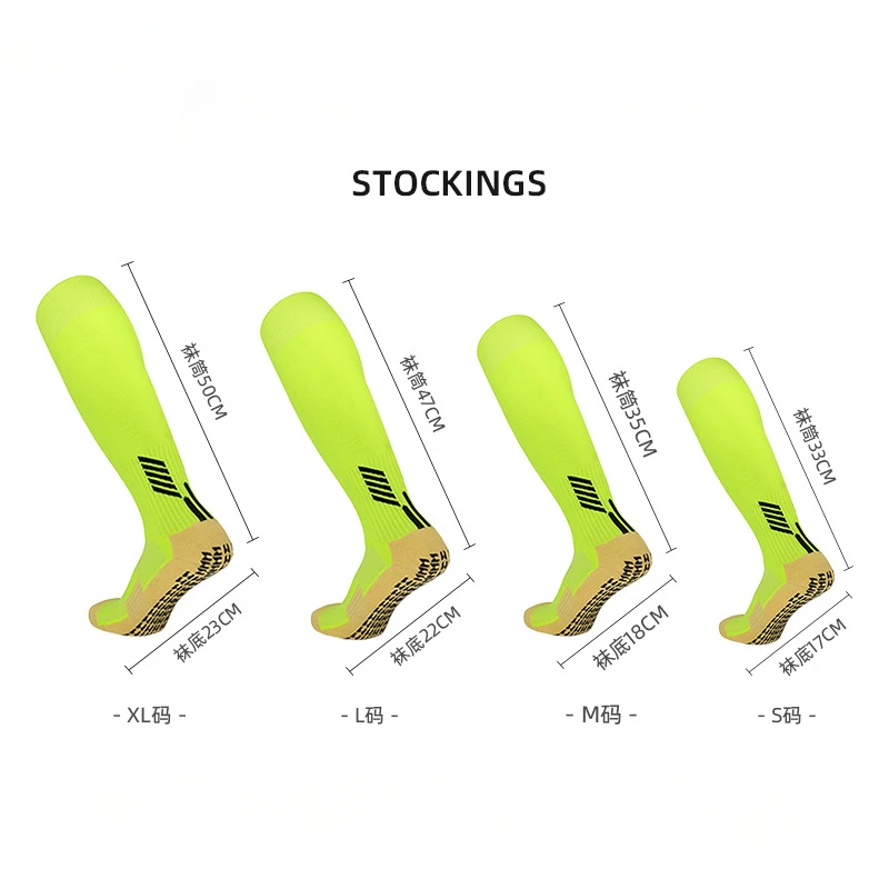 

Anti Non Slip Soccer Football Socks Long Length Adhesive Thickened Towel Bottom High Leg Sports for Men and Children Stockings