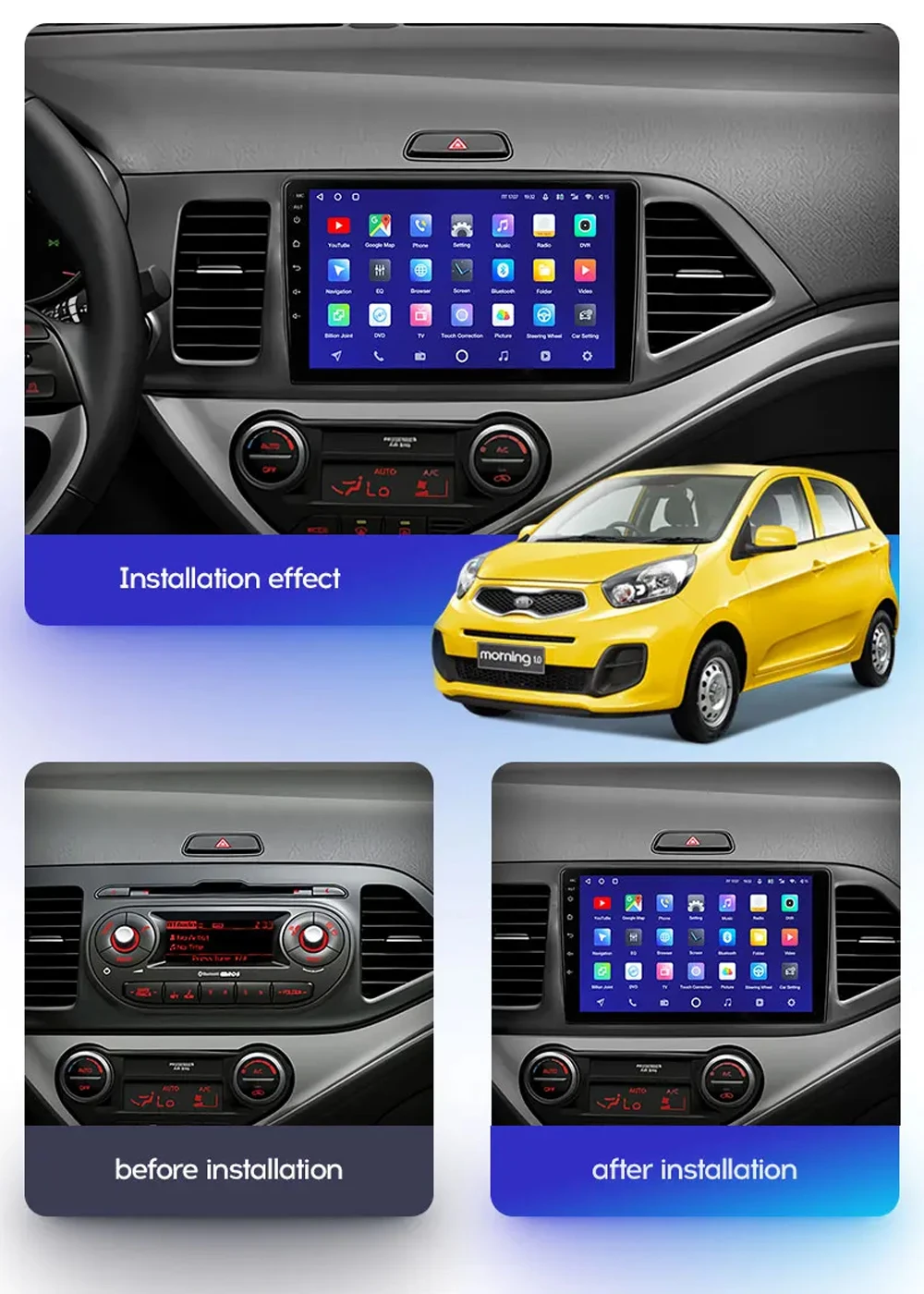 Android 14 Carplay Car Radio Multimidia Video Player For KIA PICANTO Morning 2011 2012 2013 2014 2015-2017 WIFI 4G GPS Head Unit