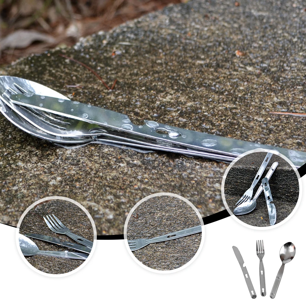 

Camping Tableware Portable Spoon Utensils Convenient Stainless Steel Cutlery Baby