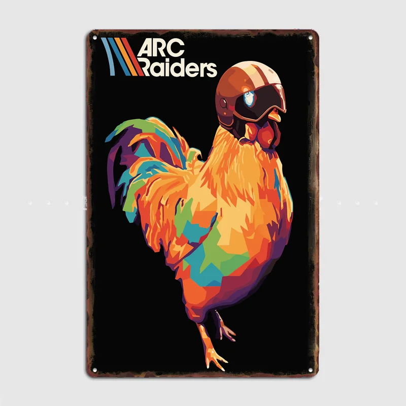 Курица в шлеме - Постер Arc Raiders, металлическая табличка, декор для дома, бара, улицы, настенные украшения для комнаты, индивидуальные постеры.