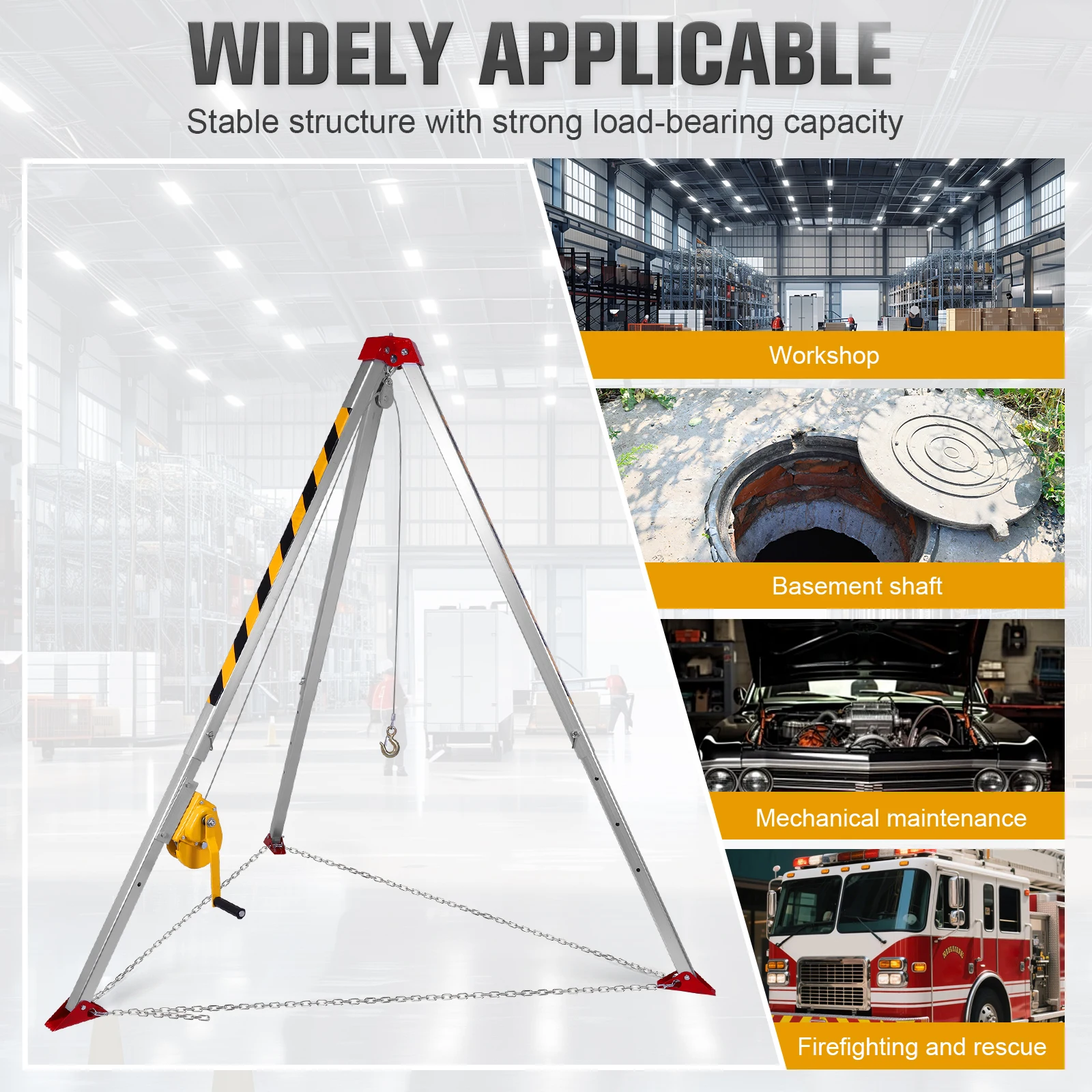 Heavy-Duty Confined Space Tripod Kit Self-Locking Rescue Tripod Safety Tripod for Confined Spaces Emergency Rescue Equipment