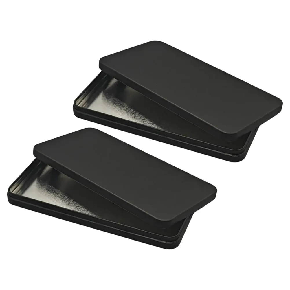 2pcs Black Metal Box Lid Rectangular Money Organizer Storage For Cash Coins Jewelry Ticket Receipt Check Portable Small