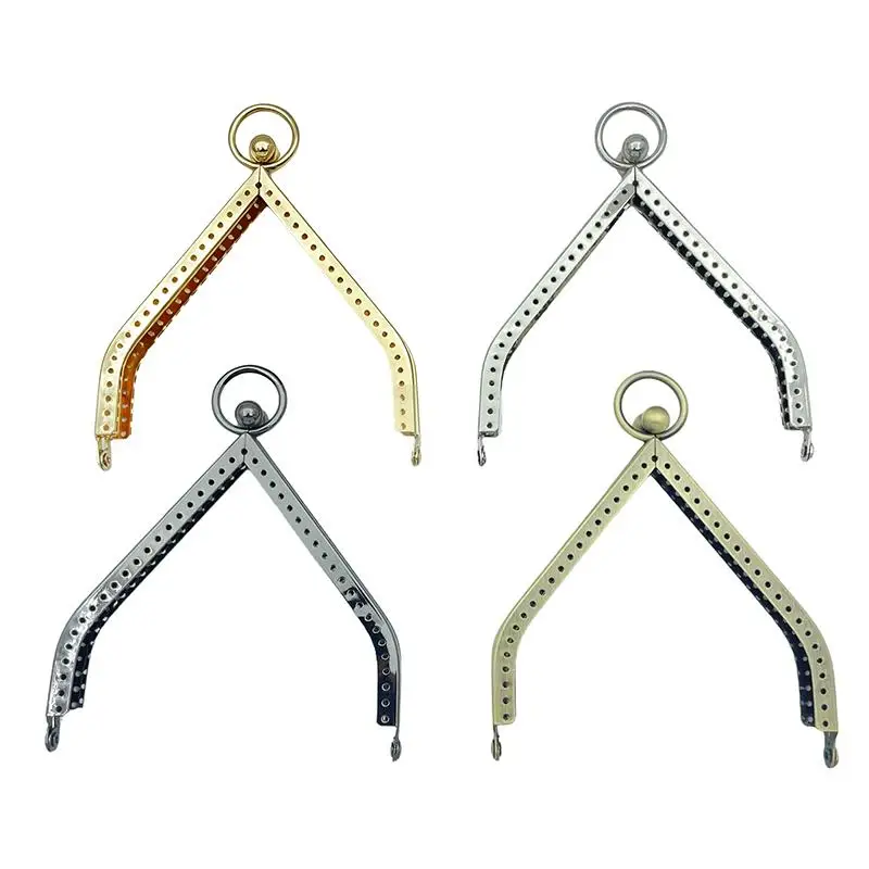 1Pcs Vintage Coin Purse Metal Clutch Bag Frame 11cm Triangle Purse Frame Kiss Clasp DIY Metal Accessories For Bag Frame