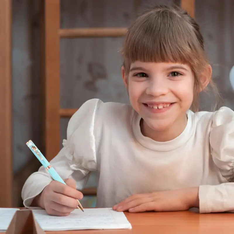 Bolígrafos de escritura para mujer, suministros de escritura y corrección con Clip de perlas de flores para escribir diarios