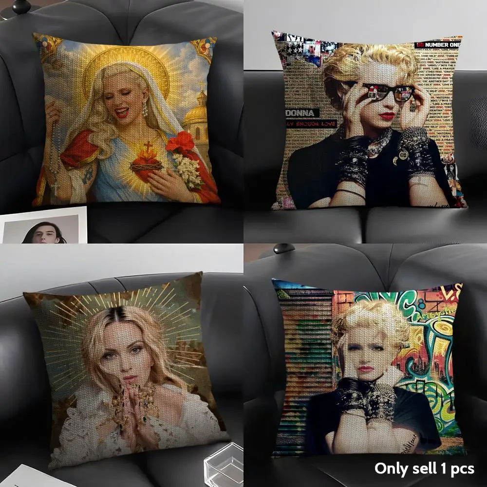 M-Madonna Like a Virgin Cushion Cover Natural Linen Organic Fabric Double-Sided Printing Sofa Home Decor Gift Pillow Case