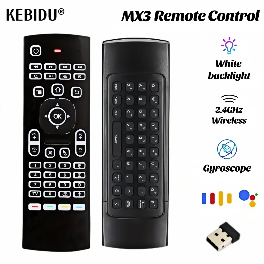 MX3 Backlit Air Mouse Smart Voice Remote Control 2.4G RF Wireless Keyboard IR Learning For Android TV Box X96 mini H96 MAX