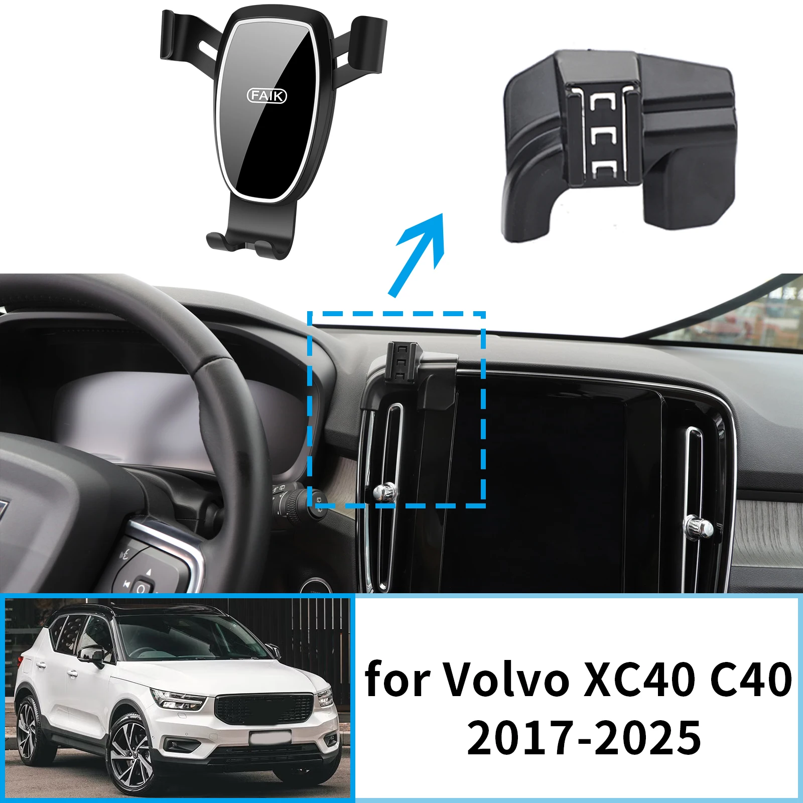 

Car Mobile Phone Holder for Volvo XC40 C40 2020~2025 GPS Bracket Accessories Navigation Stand Auto