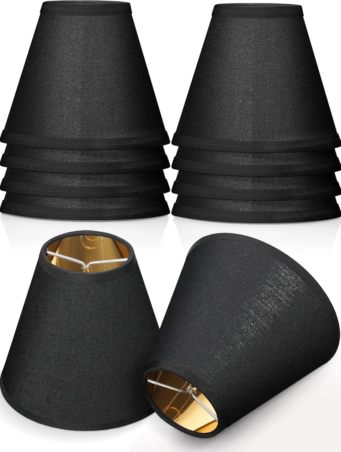 

10 Pack Small Lamp Shade Barrel Fabric Lampshade Cover Clip on Table Floor Lamp Wall 3" x 6" x 5" Rustic Beige Linen Eye