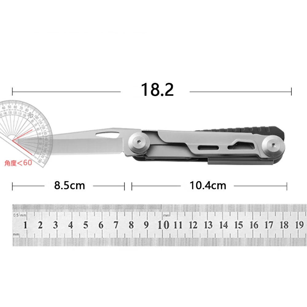 Multi functional stainless steel folding knife, outdoor multifunctional tool, bicycle maintenance tool knife