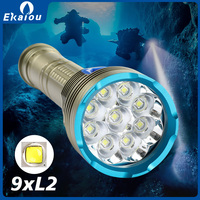 Scuba Flashlight Professional Underwater Diving IPX68 Waterproof Torch 9 LED Light For Caving Snorkeling Spearfishing Lamp