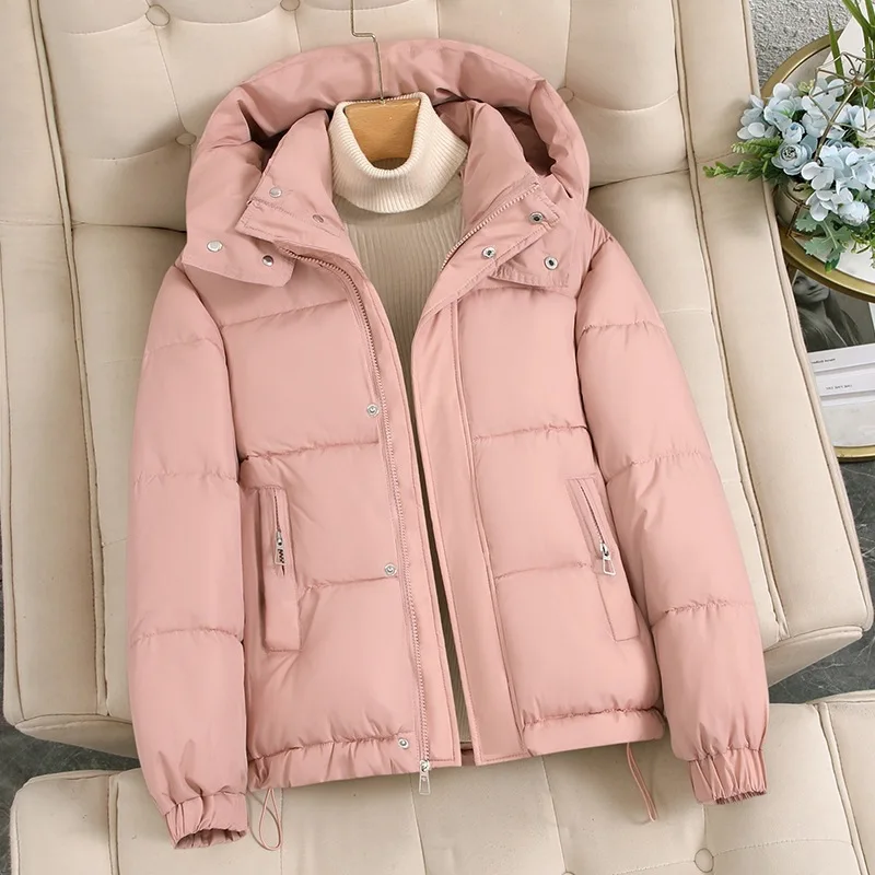 

Женская короткая пуховая хлопковая куртка в Корейском стиле с капюшоном, утолщенная зимняя мода, новинка маленького размера