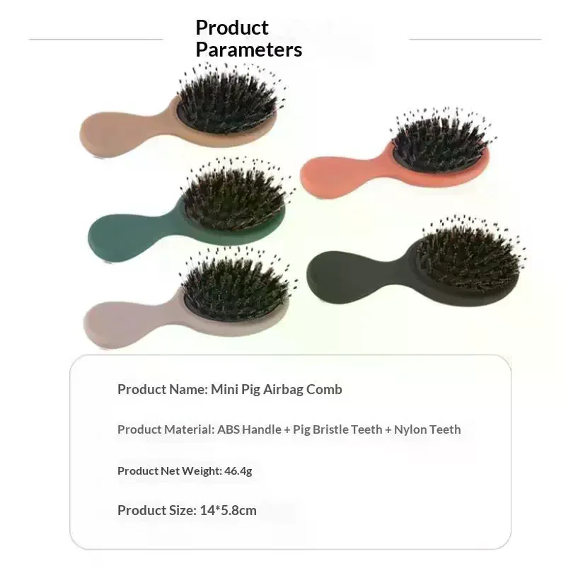Mini Detangling Hair Brush With Soft Matte Rubber Handle Gentle Scalp Bristles For Curly Hair Massage Daily Travel Use Multi