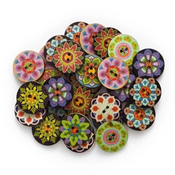 50/100pcs Painted Round Wood Buttons for Handwork Sewing Scrapbook Clothing Crafts Accessories Gift Card 15-25mm
