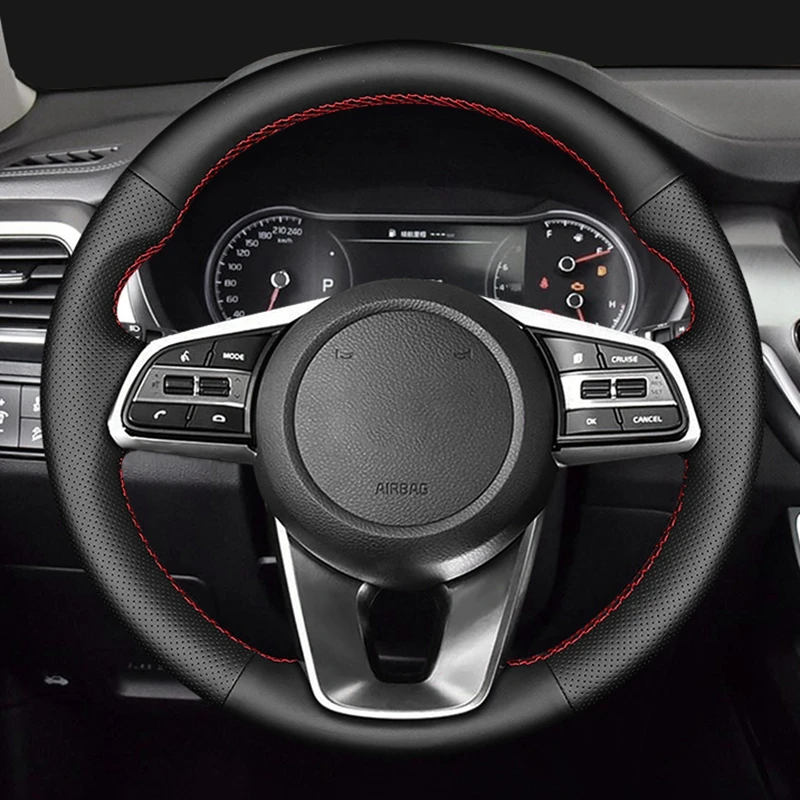 Capa de volante do carro trança de couro artificial preto para kia k5 optima 2018 2019 sportage 3 2019 forte ceed cee'd 2017-2019