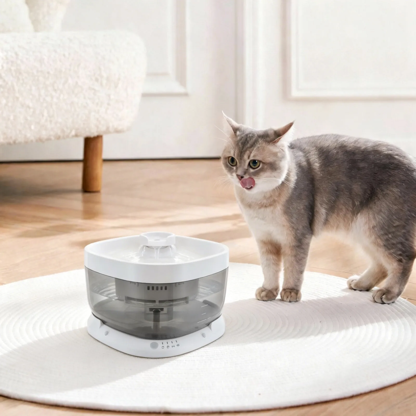 Pet Water Fountain 7L, Cat Drinking Fountain with Filter & Anti-Dry Pump, Battery Operated 5000mAh 25 Days