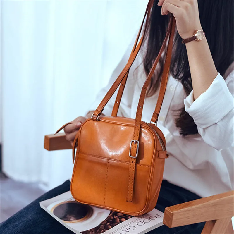 PNDME fashion vintage luxury genuine leather women's shoulder bag designer handmade natural cowhide leather female underarm bag