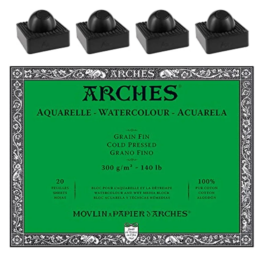 

Arches Watercolor Paper Block - Cold Press 140lb - 18x24 - with 4-Pack Upsyde Angle Lifts