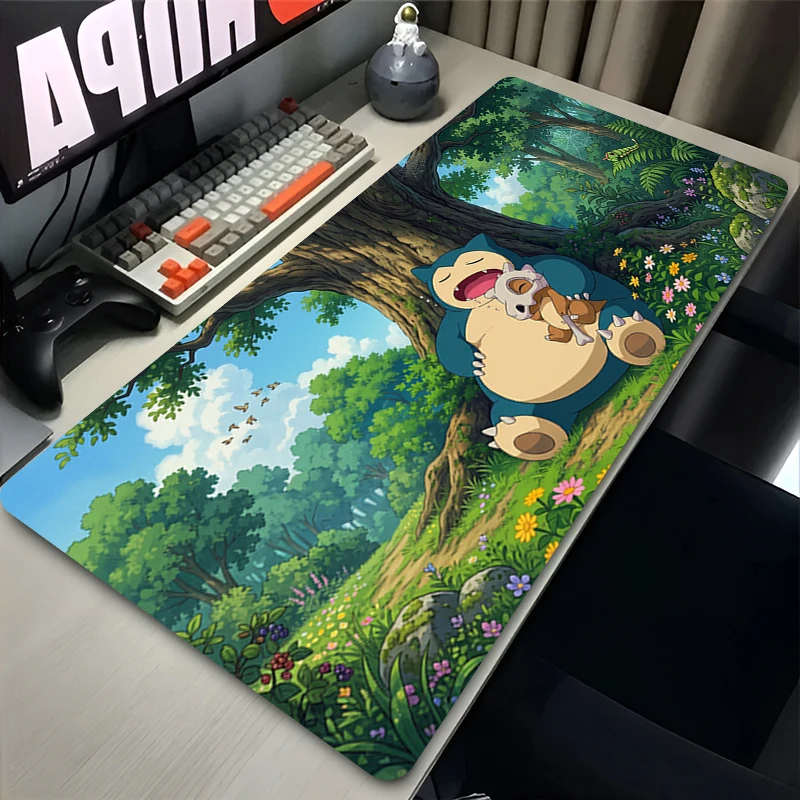 Gaming Mouse Pad Large Rubber Keyboard Desk Mat Gamer Playmat Laptop PC Accessories Kawaii P-Pokemon Snorlax Mousepad