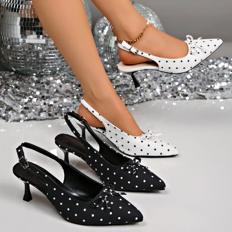 New Elegant Party Women's High Heels Fashionable Bow Designer Women's Sandals Sexy Pointed Toe Slingback Women's Casual Shoes