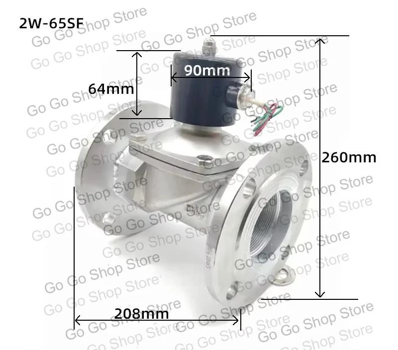 2W Normally Closed Stainless Steel Flange Solenoid Valve, 304 Water Valve Air Valve Water Treatment DN15-DN65