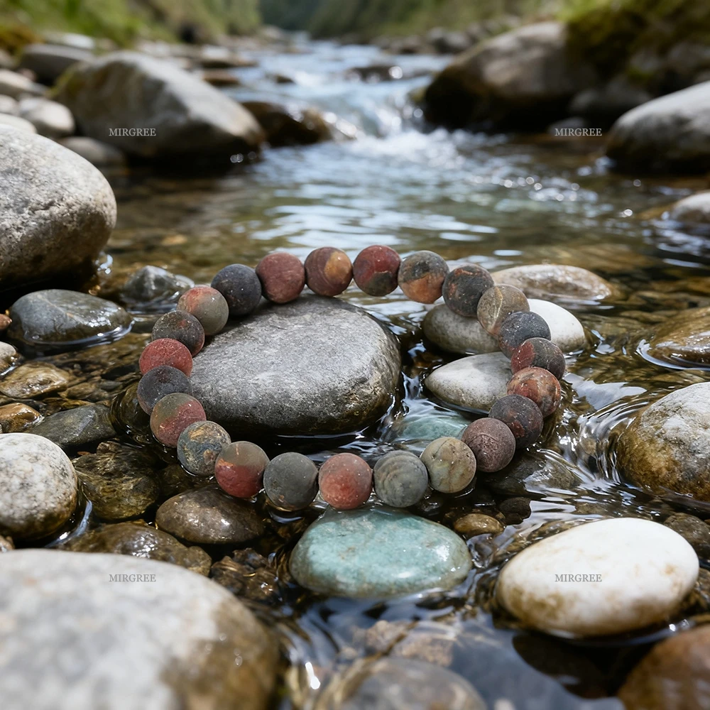 قطعة واحدة من سوار الخرز الحجري الطبيعي متعدد الألوان، ملحق لون الأرض مع خصائص كريستال الشفاء، ملابس يومية #4
