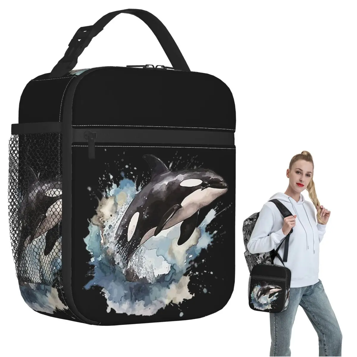 

Термосумка для обедов Orca Aquatic Sea Ocean Killer Whale для женщин и детей, портативная термосумка для еды, термосумка-тоут