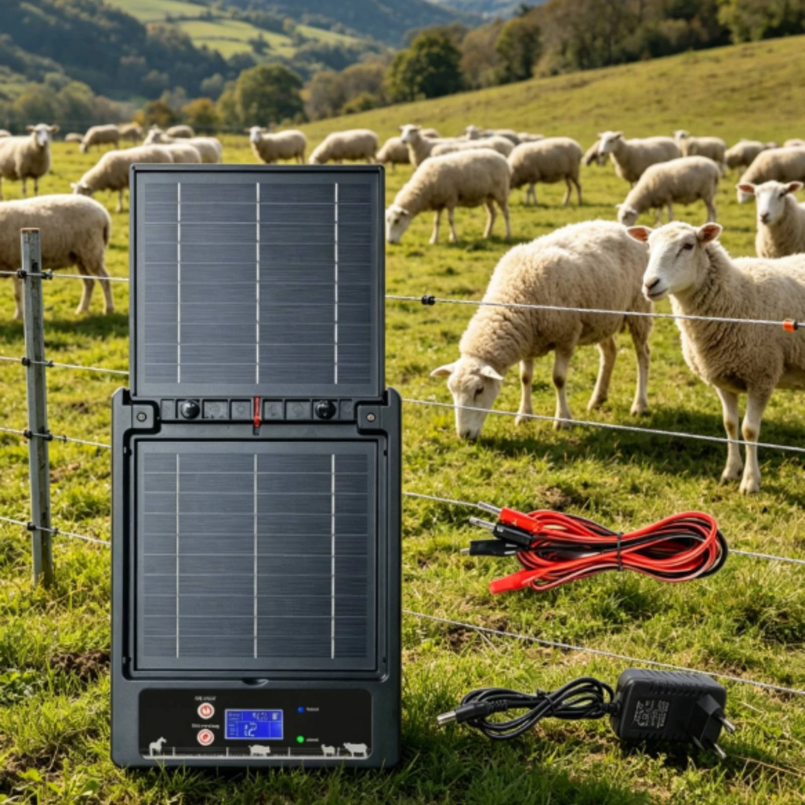 Solar Electric Fence Charger Voltage Adjustment Solar Electric Fence Box Farm Equipment Long Range Low Maintenance for Ranch view 4