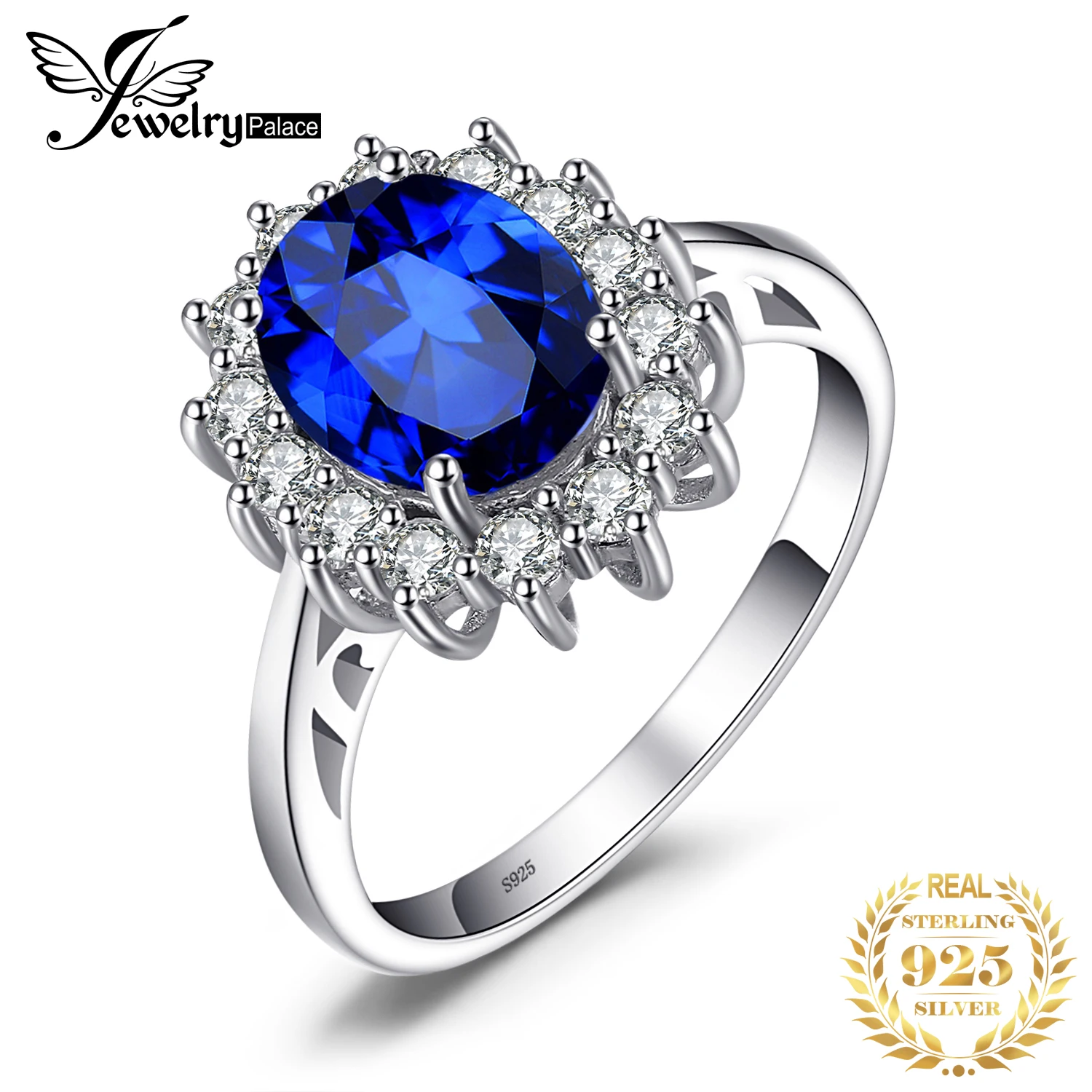 JewelryPalace Принцесса Диана Создано Синий Сапфир Стерлингового Серебра 925 Обручальное Кольцо Рубин Натуральный Аметист Цитрин Синий Топаз