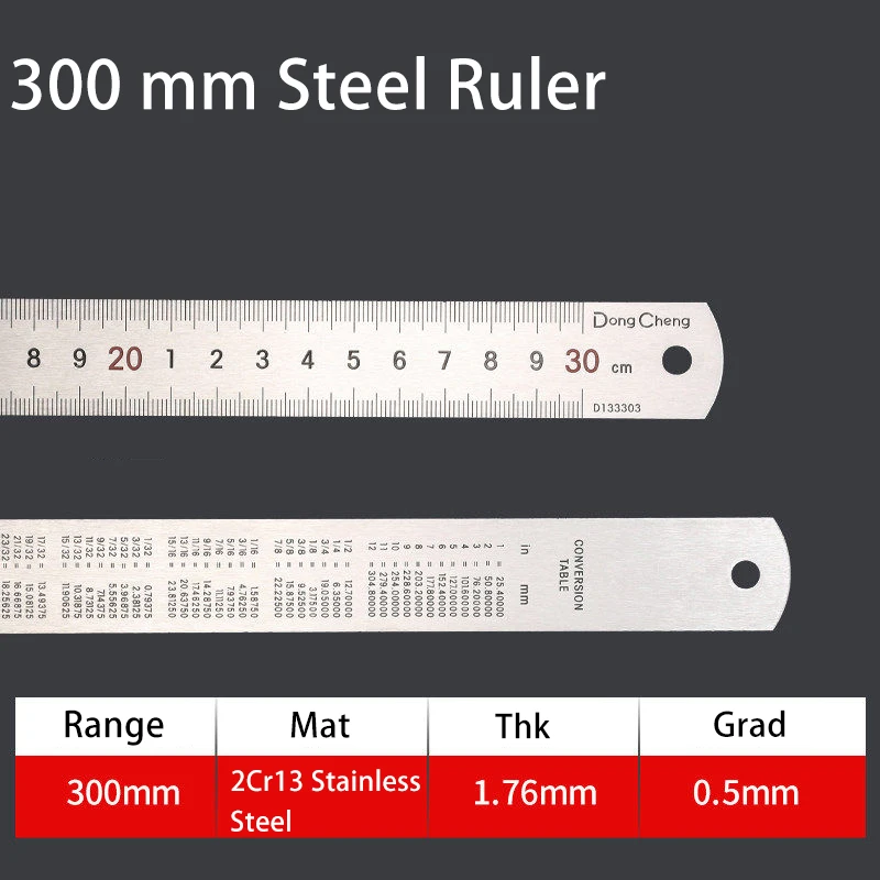Precisie Rechte Liniaal Staal Metalen Liniaal 150/200/300mm Metrisch Imperiaal Meetinstrument voor 3D-printen Leer Naaien Ambacht