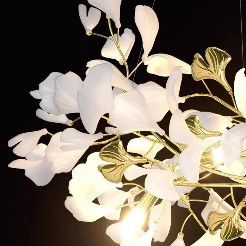 Modern Nordic Ginkgo Branch Folha Pingente LED Teto Lustre, Sala de estar, Sala de jantar, Home Decor, Iluminação interior, G9