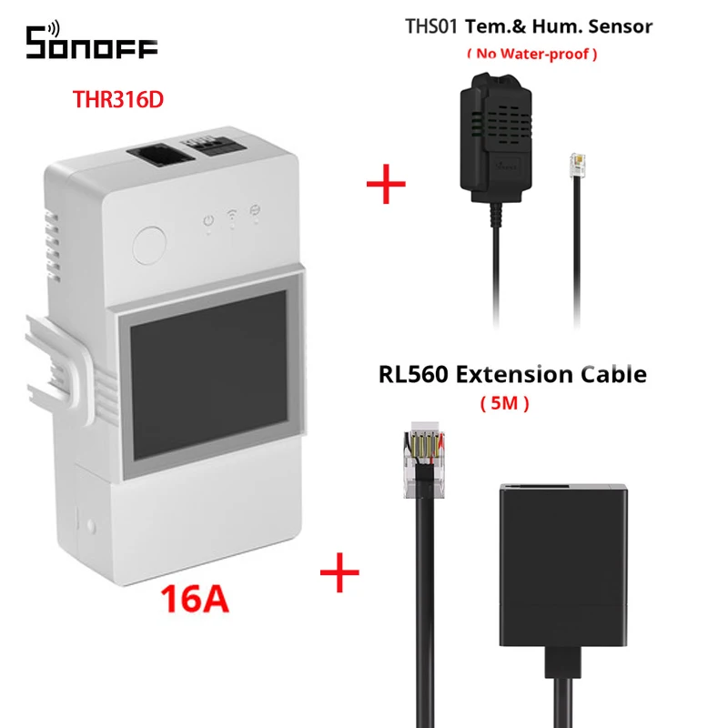 SONOFF TH Elite 16A 20A Wifi Slimme Temperatuur- en Vochtigheidsbewakingsschakelaar Werk met THS01 RL560 MS01 Sensor eWelink Alexa