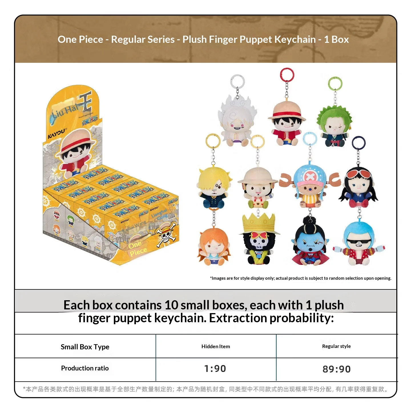 Kayou One Piece Plush Pendant Blind Box Anime Peripheral Finger Puppet Hanging Decor For Collection Fans
