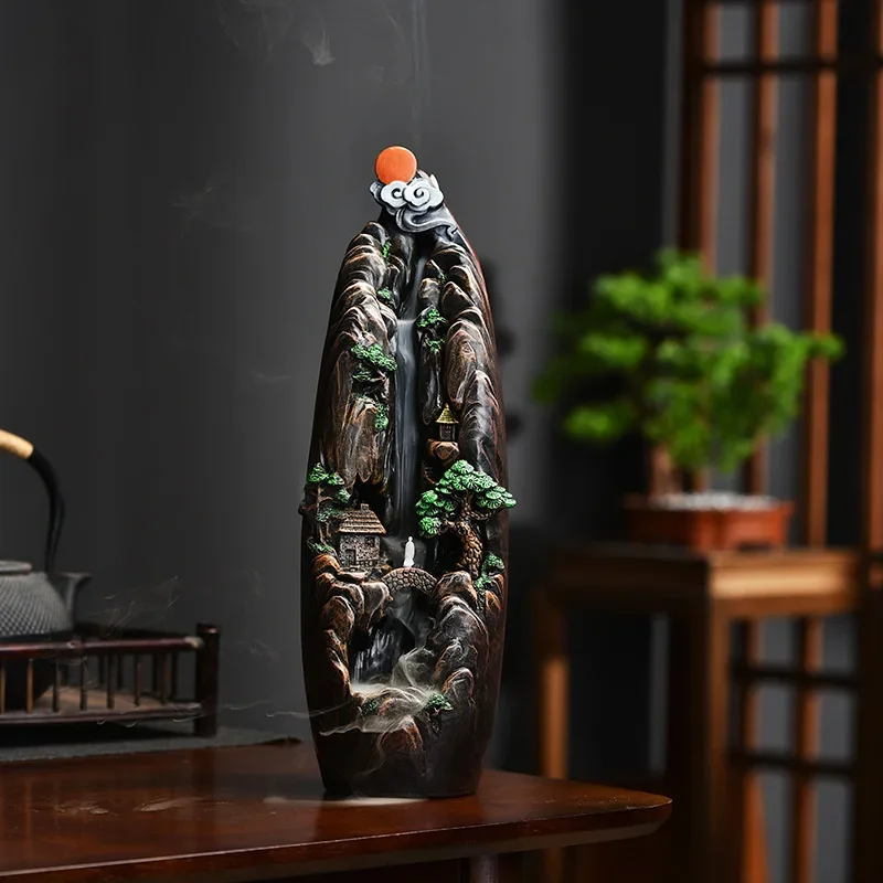 Backflow Incense Burner High Mountain Flowing Water Ornament Home Indoor Aromatherapy Large Tea Ceremony Aromatherapy Burner