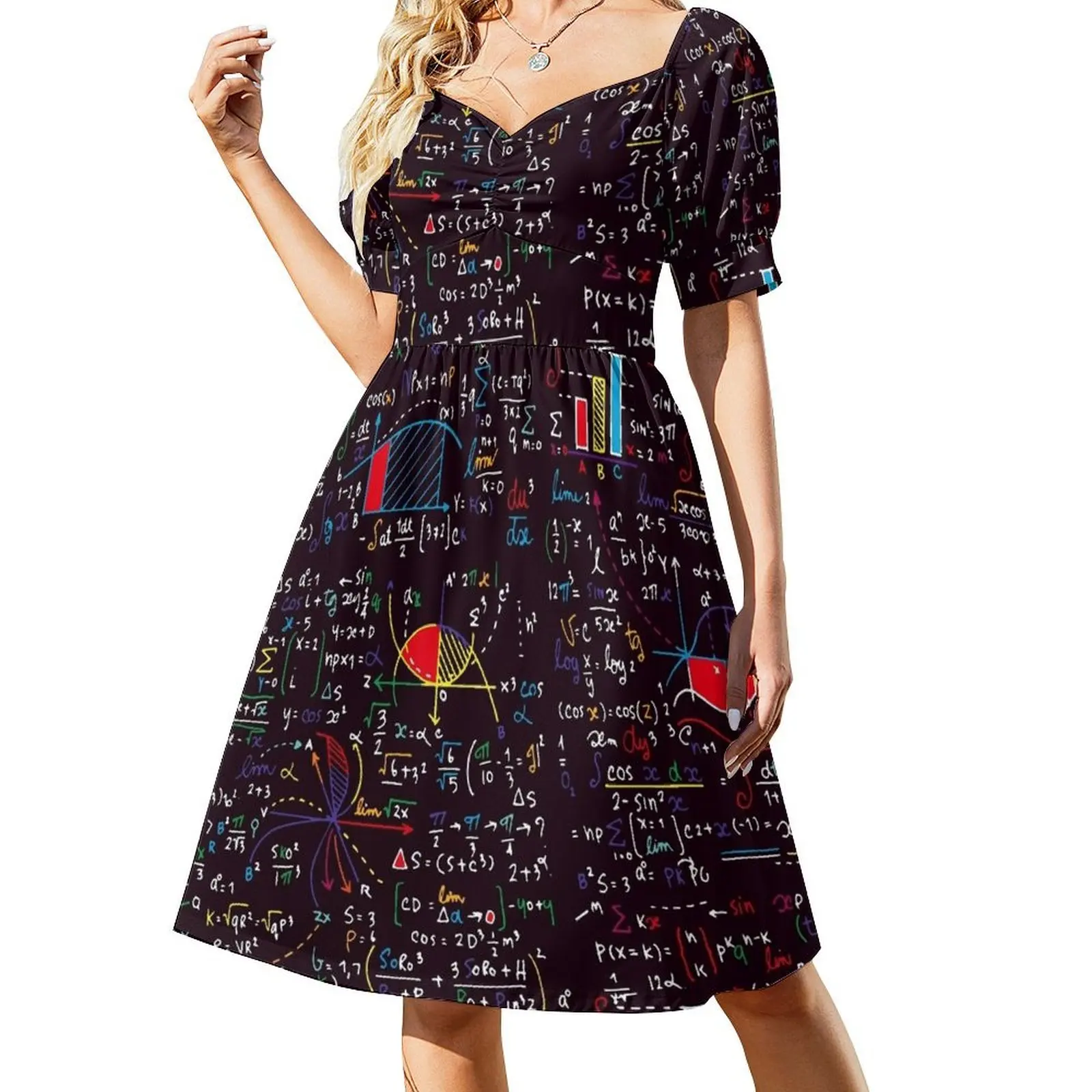 

Colorful Math Formulas Short Sleeved Dress women dress Beachwear Dress