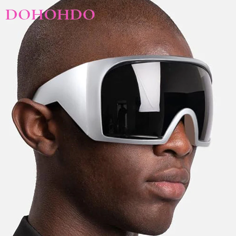 

DOHOHDO New Oversized Punk Goggle Sunglasses Women Men 2025 Trend Y2k Sports Sun Glasses Female Retro 2000's One Piece Shades