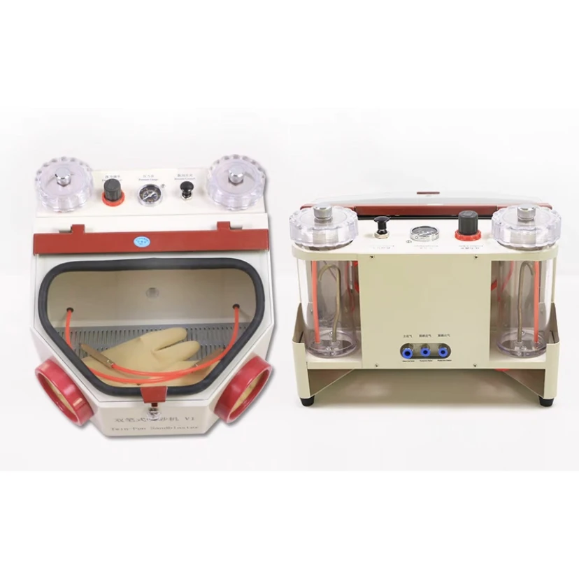 Dental Twin-Pen Metal Sandblast Unit, máquina de jateamento de areia elétrica, canetas Sandblaster, laboratório dental, alta qualidade