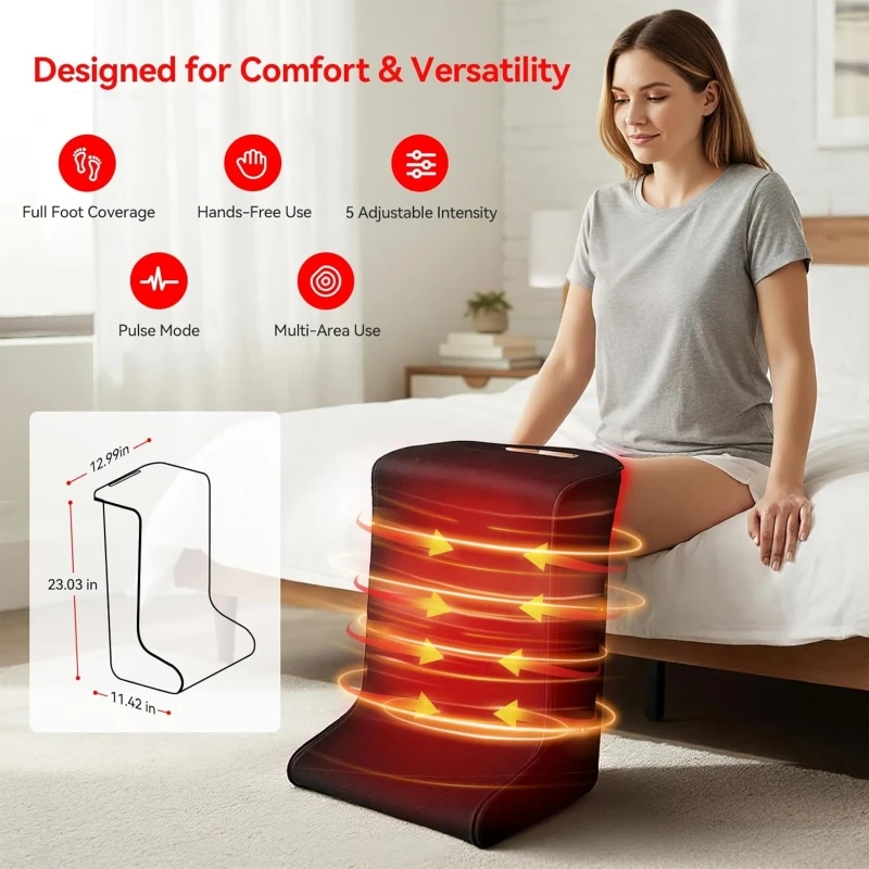 Adjustable Foot Red Light Therapy Boot with 450 LEDs 360° Coverage LED Light Therapy Device for Pain Relief & Recovery