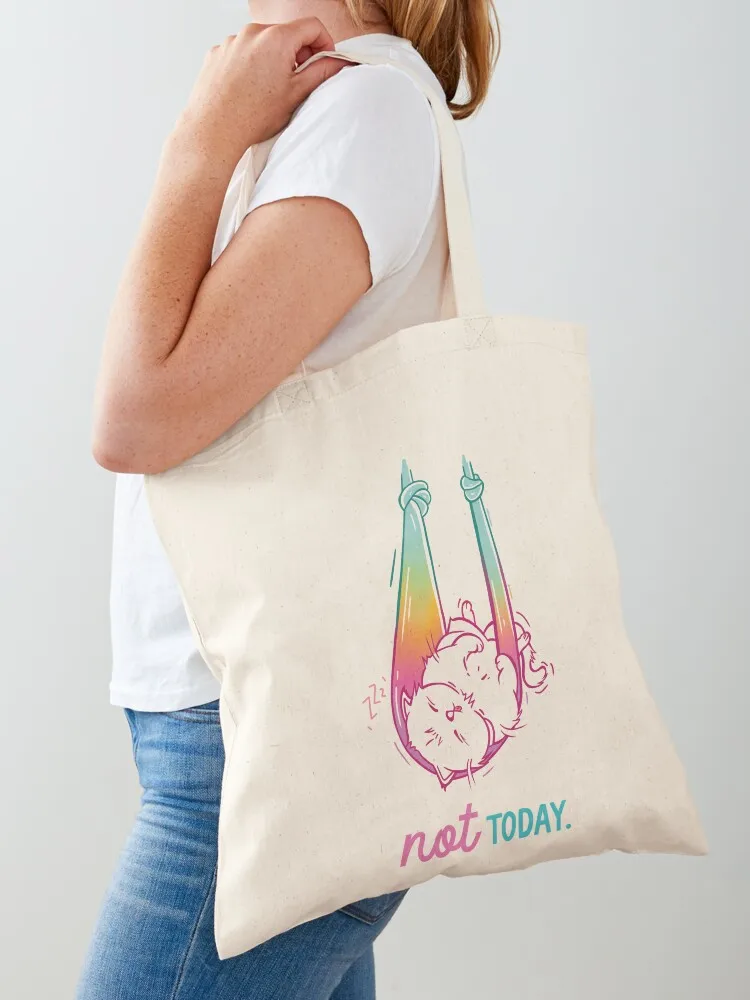 

Aerial Yoga Silks NOT TODAY cute Cat - Multicolored Tote Bag shopper bag women eco pack shoping bag Beach
