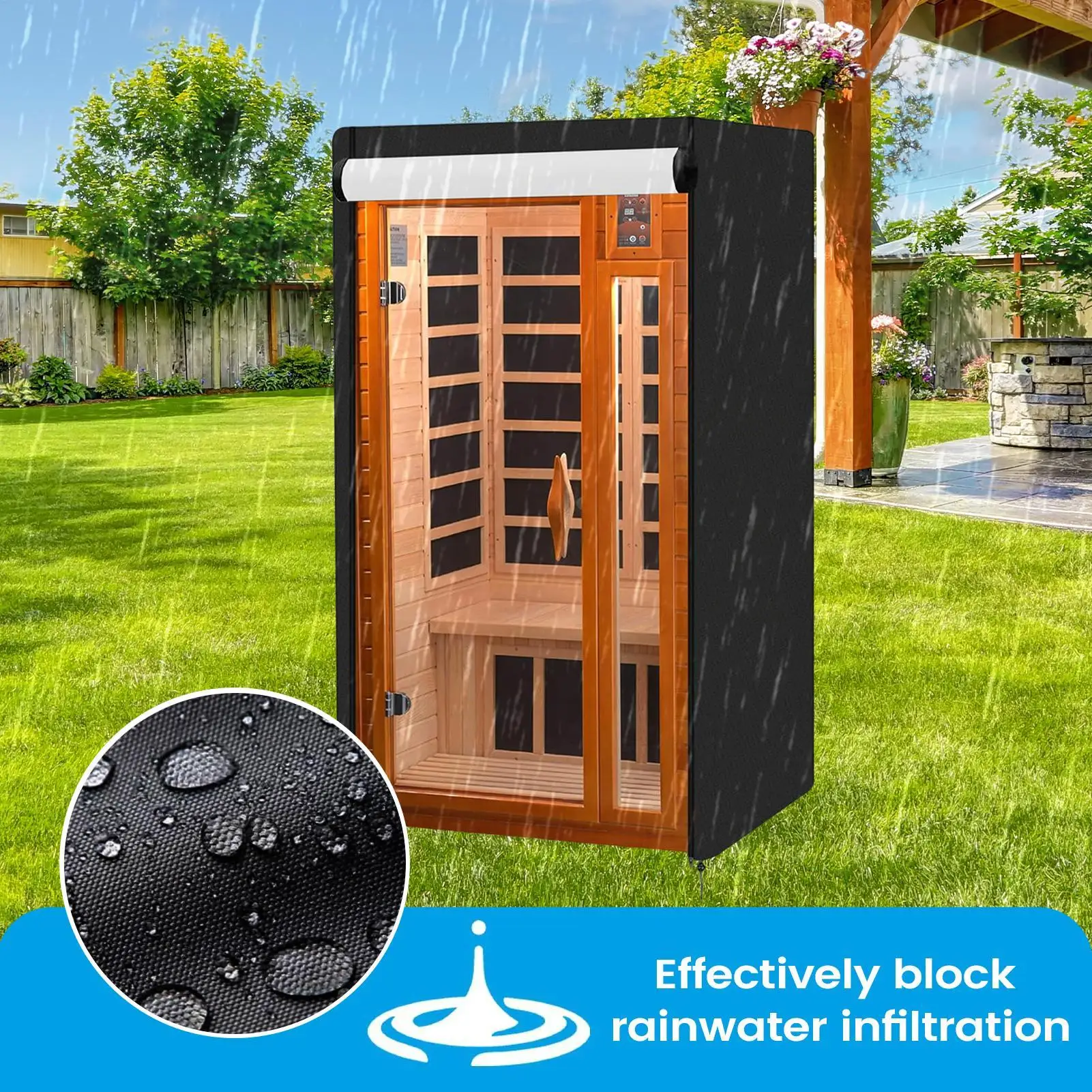 Heavy Duty Sauna Cover Waterproof Outdoor Protection Portable Sauna Room Cover for Patio Backyard Courtyard Garden Use