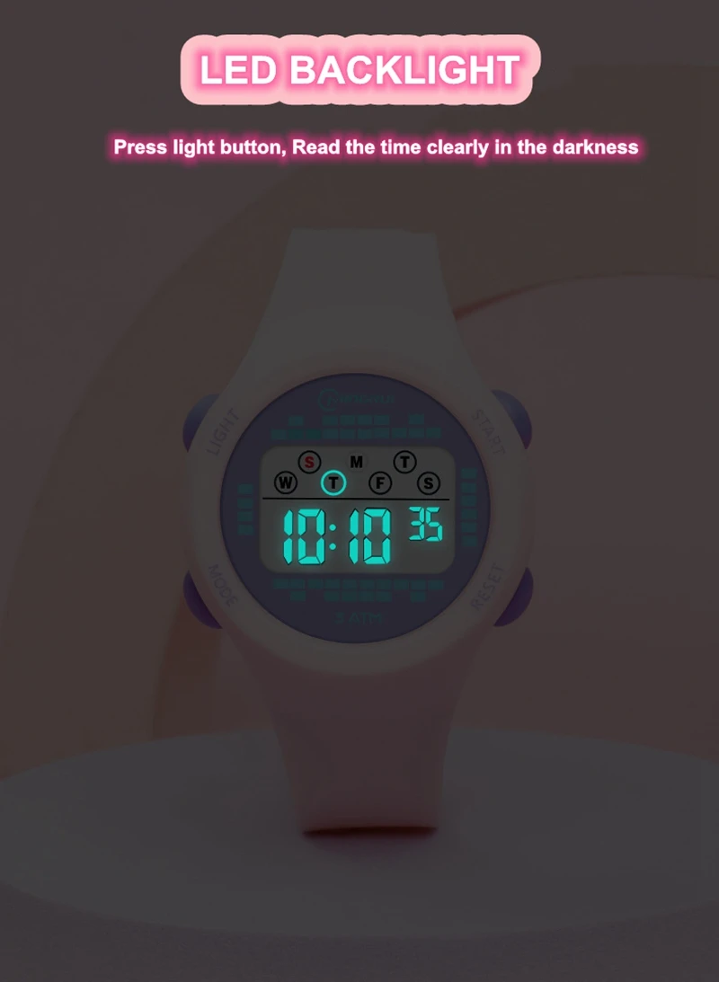 Cyfrowe zegarki dla dzieci zegarek prezent dla chłopców dziewcząt 30M wodoodporny śliczny różowy zegarek na rękę dla dzieci Led budzik stoper