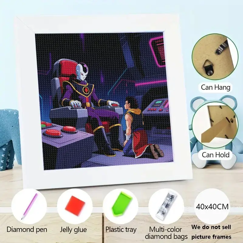 

1 шт. 5D DIY Dragon Ball Super Diamond Painting Kit, Zamasu on Throne & Goku Black Kneeling Anime Manga Full Drill Round Diamond A