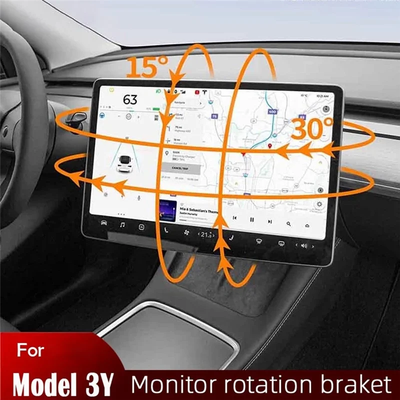 For Model 3 Model Y Retrofit Central Screen Display Swivel Bracket Holder Monitor Rotation Mount(Four