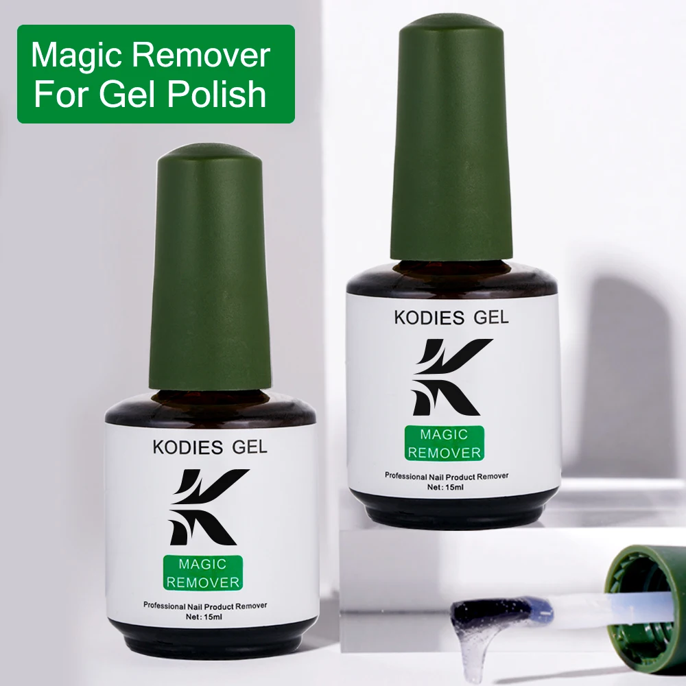 Kodies gel 15ml removedor mágico prego gel polonês removedor rápido explosão semi permanente verniz desengraxador limpo embeber fora ferramentas de manicure