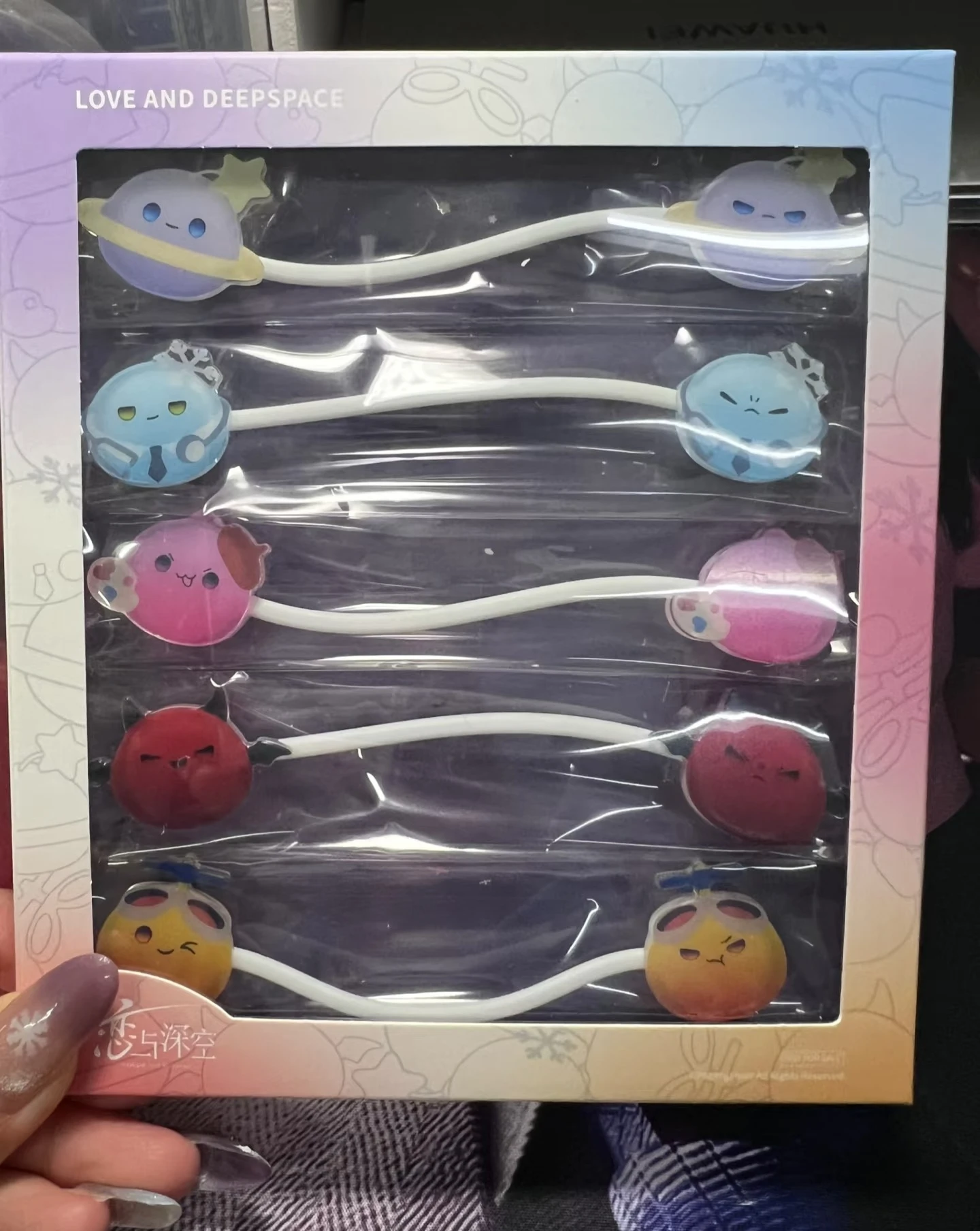 In Stock Official 2025 Double Eleven Anime Love and Deepspace Xavier Zayne Rafayel Sylus Caleb Acrylic Data Cable Organizer 3